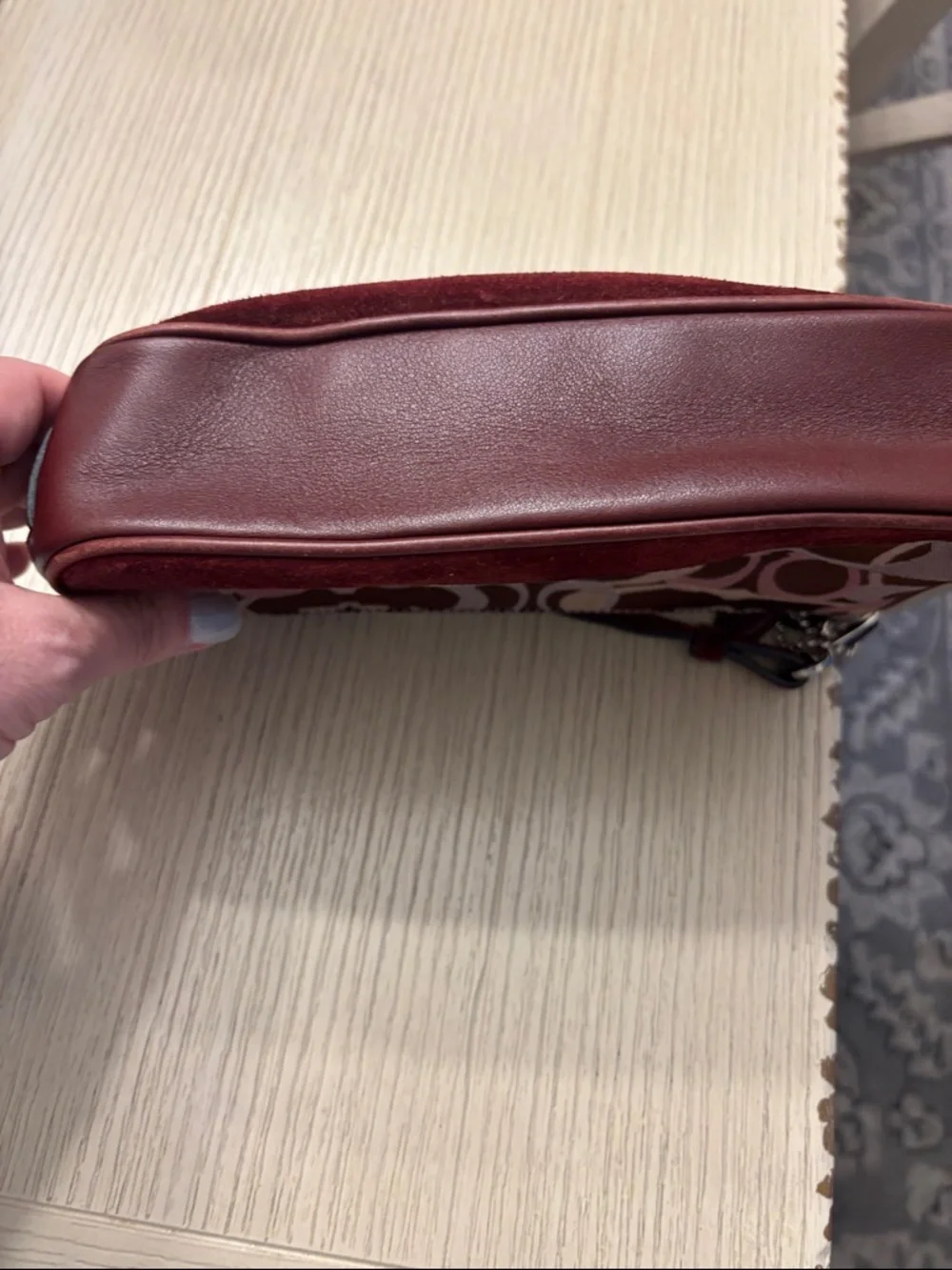 Coach Monogram purse in Burgundy and Pink - Picture 7 of 9